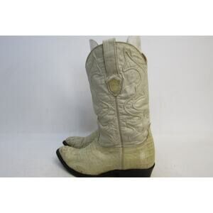 Wild West Mens Size 9 D Ivory Leather Caiman Head Cut Cowboy Western Boots